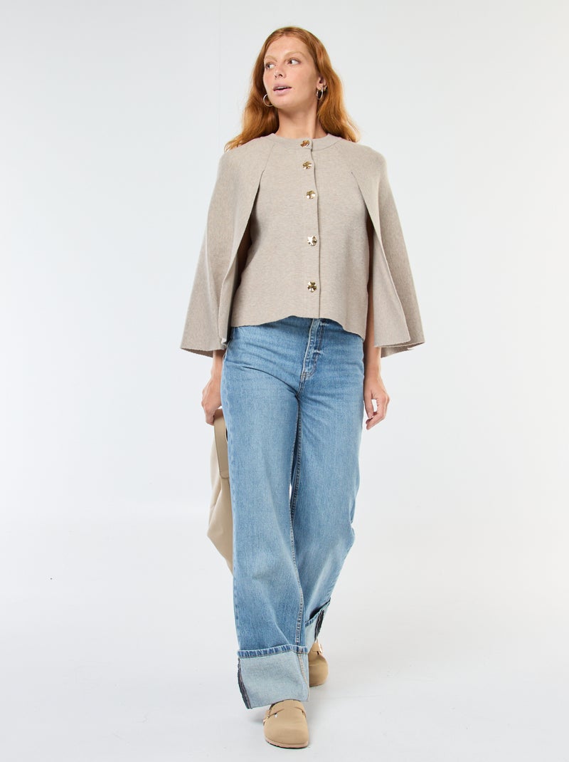 Gilet a mantella con bottoni dorati Beige - Kiabi