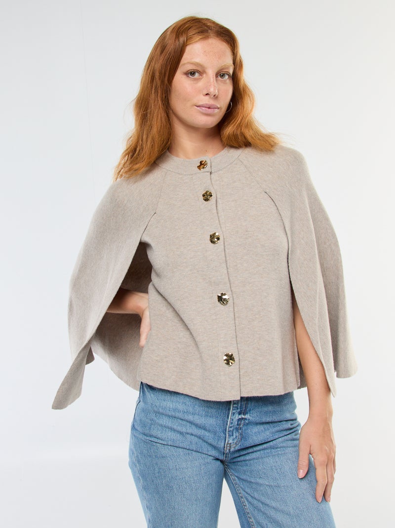 Gilet a mantella con bottoni dorati Beige - Kiabi