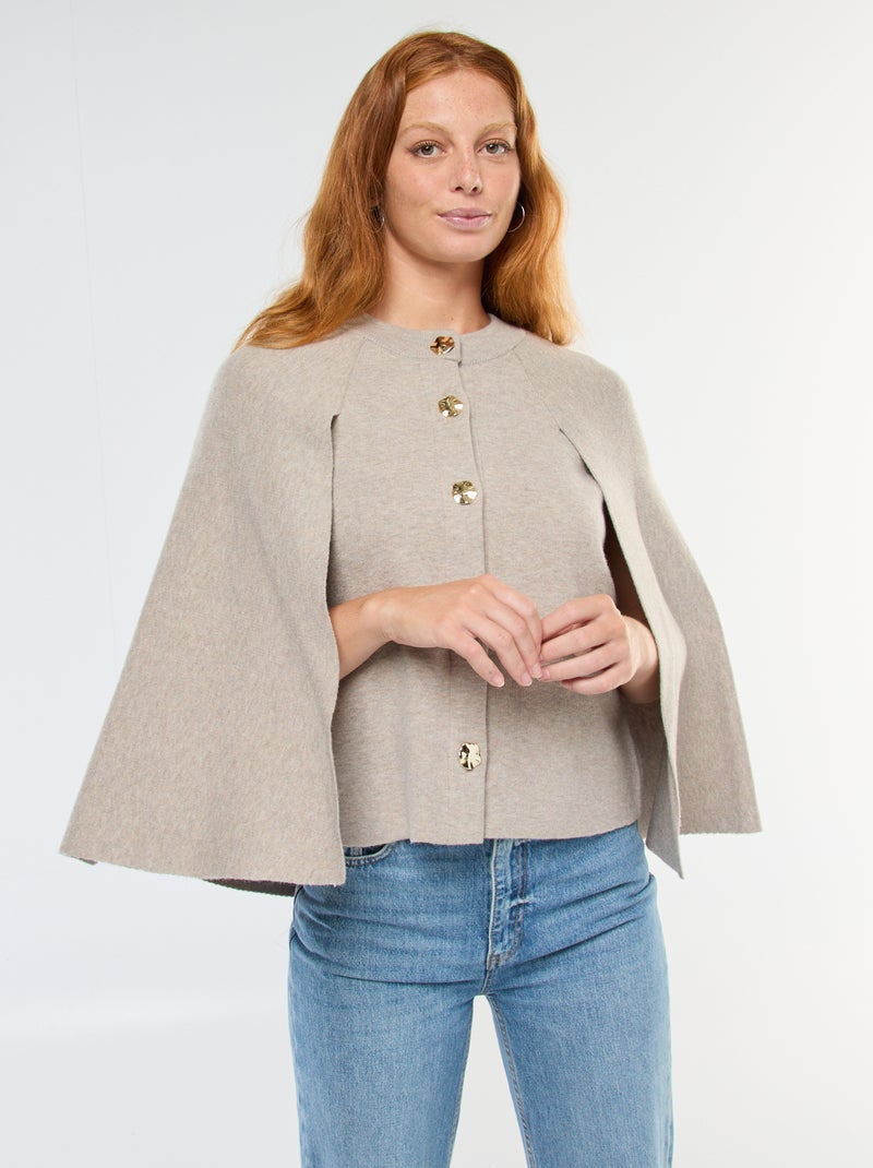 Gilet a mantella con bottoni dorati Beige - Kiabi