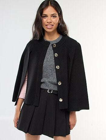 Gilet a mantella con bottoni dorati