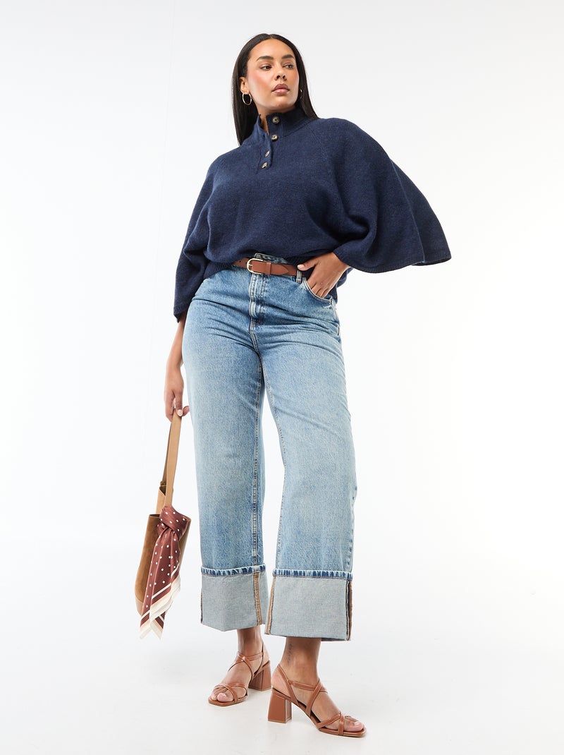 Gilet a mantella in maglia a punto grosso Blu - Kiabi