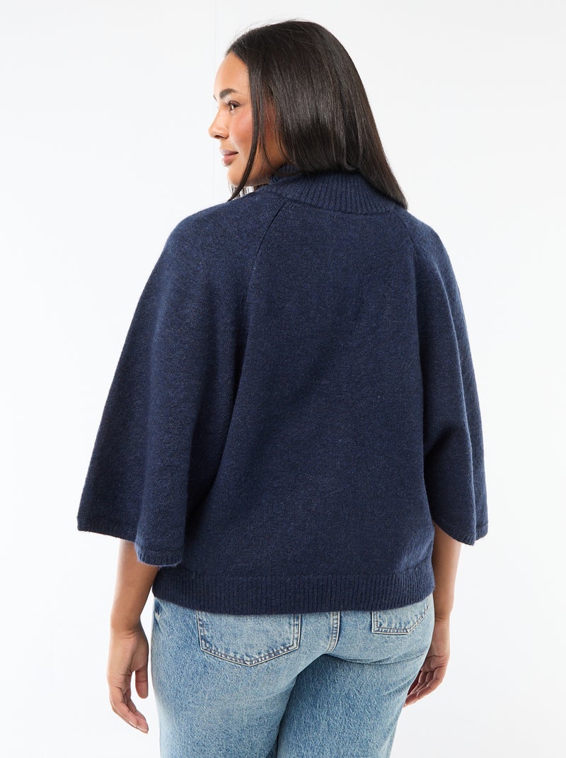 Gilet a mantella in maglia a punto grosso Blu - Kiabi