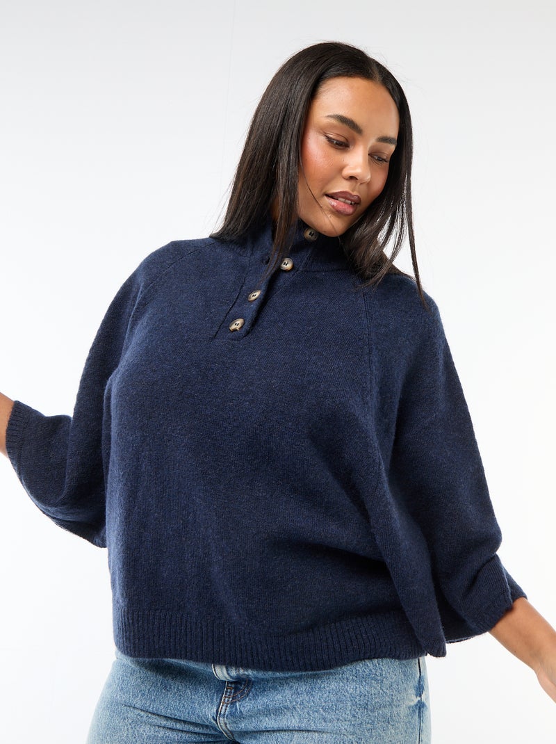 Gilet a mantella in maglia a punto grosso Blu - Kiabi