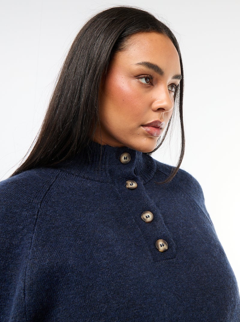Gilet a mantella in maglia a punto grosso Blu - Kiabi