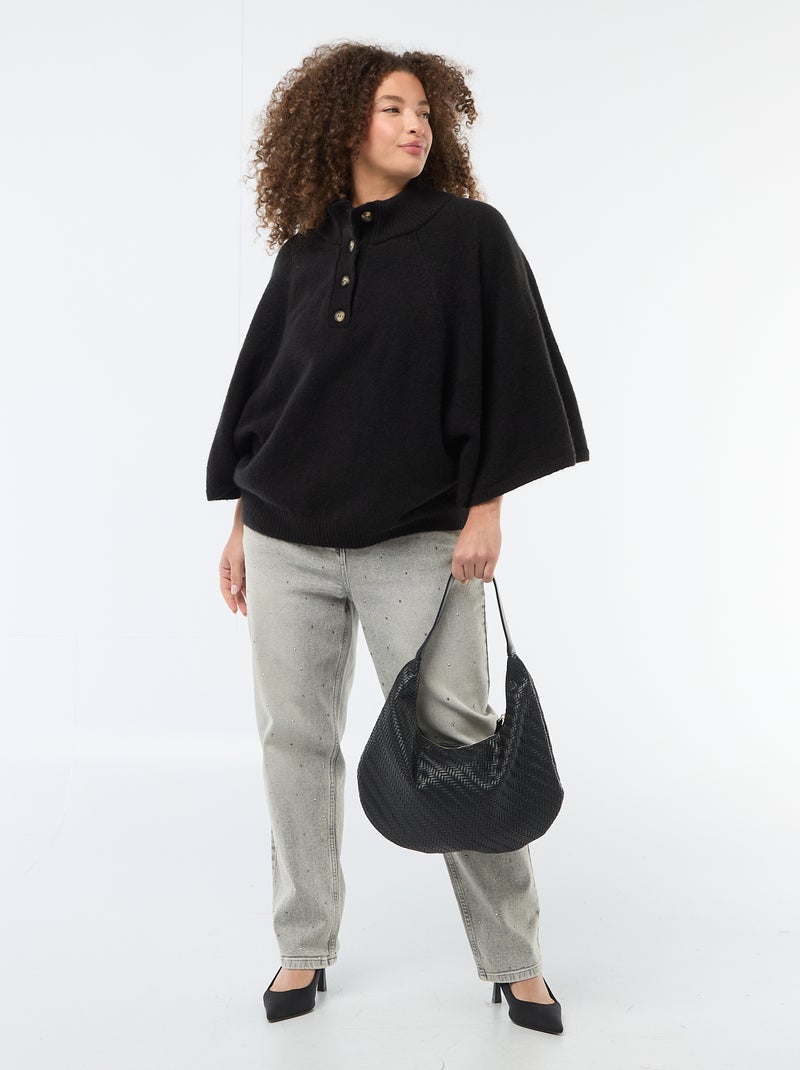 Gilet a mantella in maglia a punto grosso Nero - Kiabi