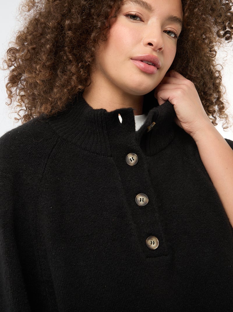 Gilet a mantella in maglia a punto grosso Nero - Kiabi