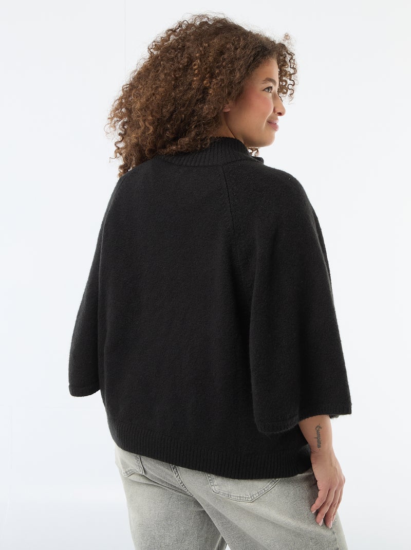 Gilet a mantella in maglia a punto grosso Nero - Kiabi