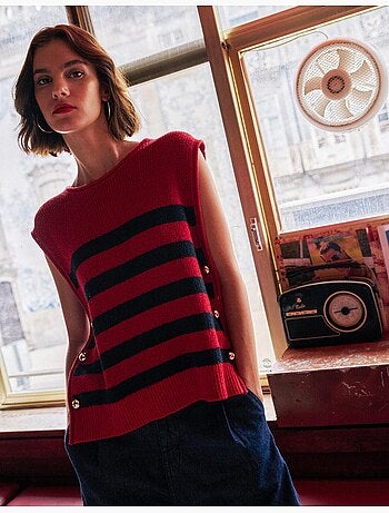 Gilet a righe a maglia, mo fashion