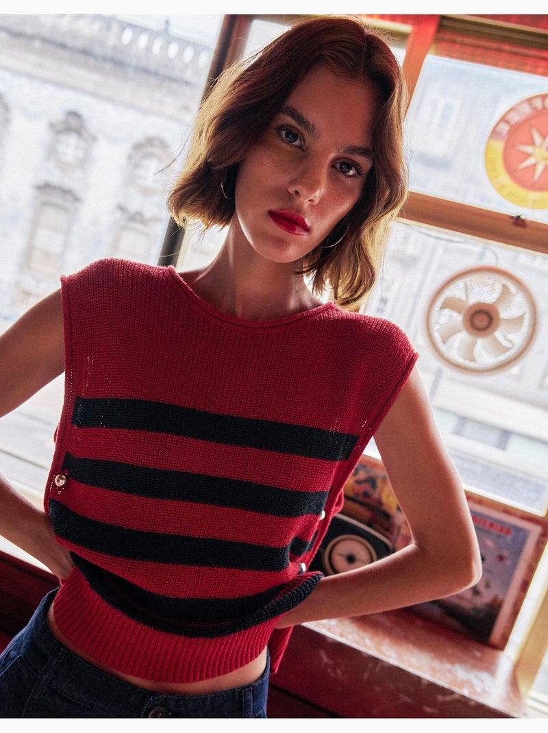 Gilet a righe a maglia, mo fashion Rosso - Kiabi