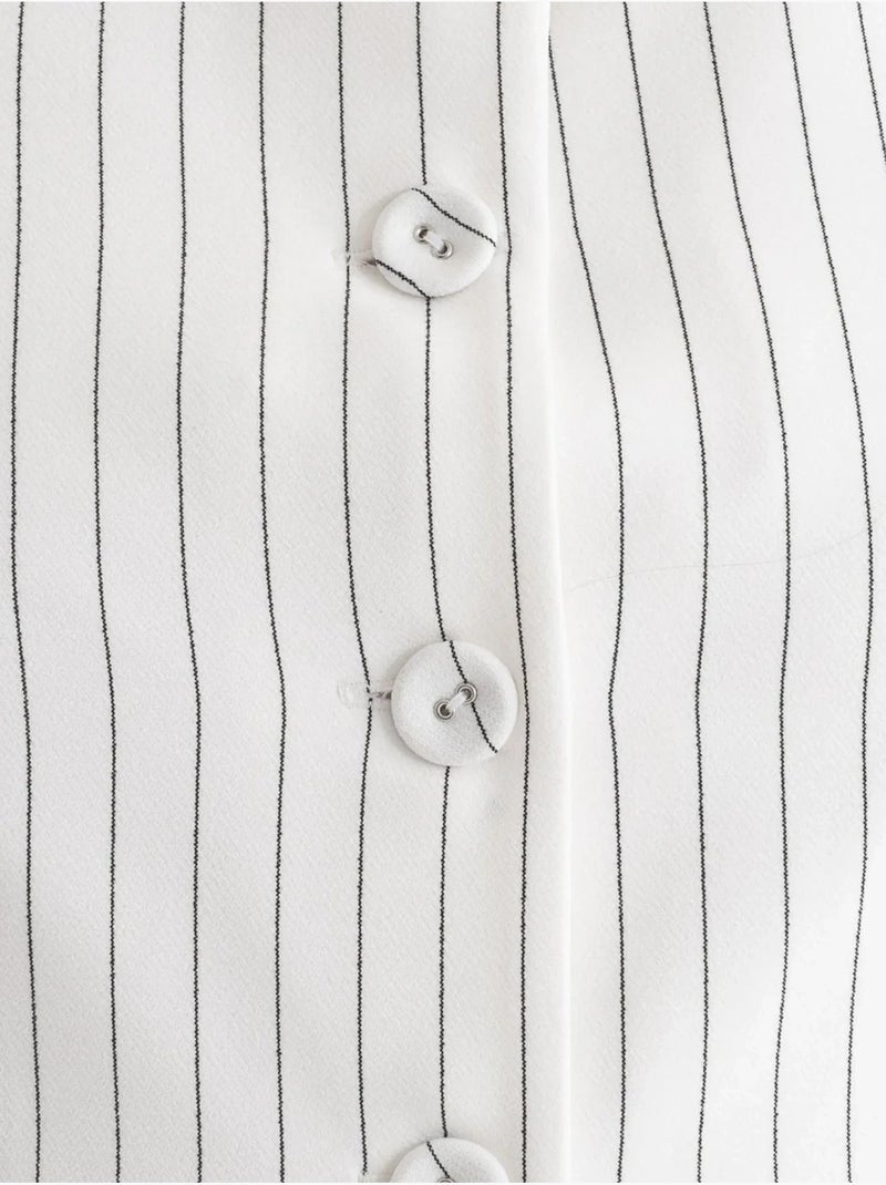 Gilet a righe con scollo rotondo e bottoni Bianco - Kiabi