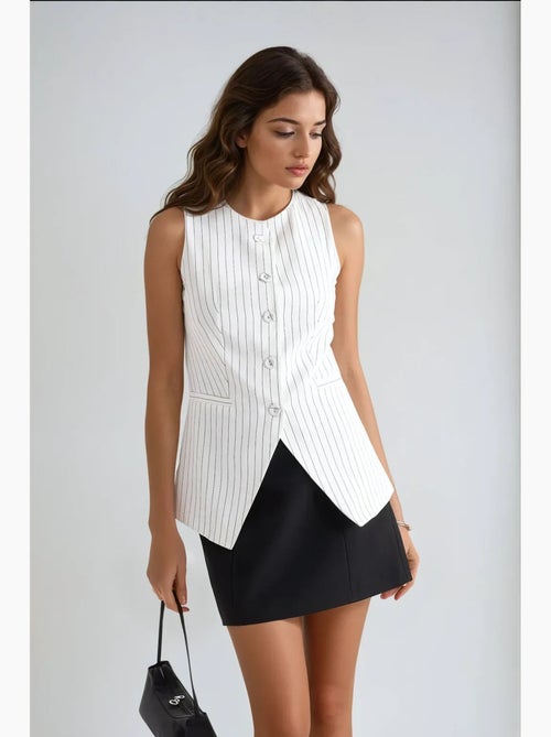 Gilet a righe con scollo rotondo e bottoni hiccup - Kiabi