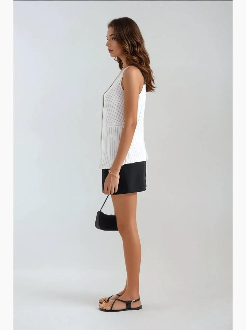 Gilet a righe con scollo rotondo e bottoni hiccup Bianco - Kiabi