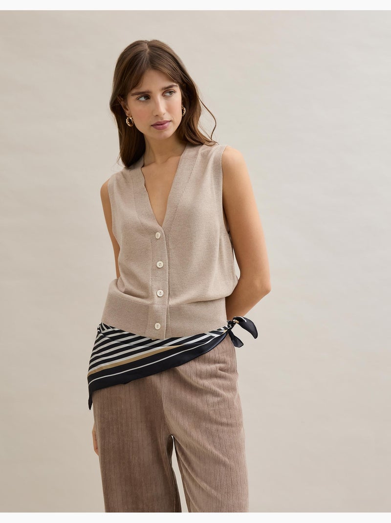 Gilet a scollo a V, MO Fashion Beige - Kiabi