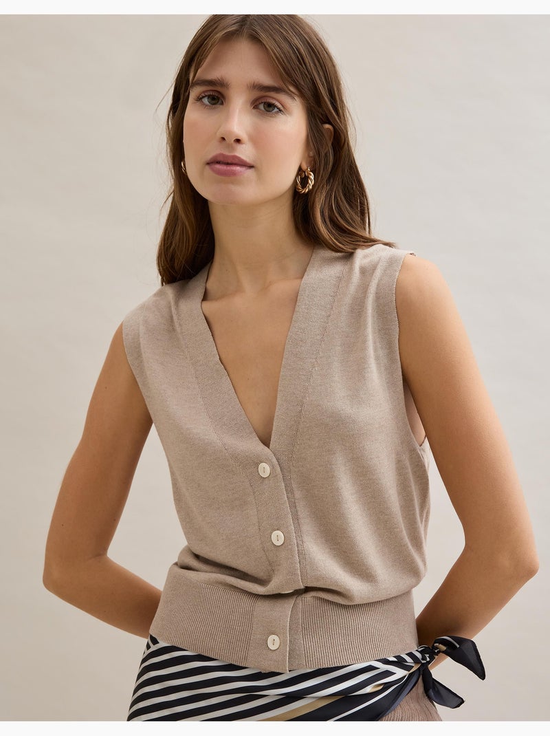 Gilet a scollo a V, MO Fashion Beige - Kiabi