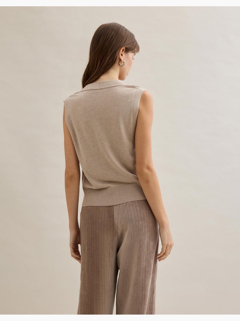 Gilet a scollo a V, MO Fashion Beige - Kiabi