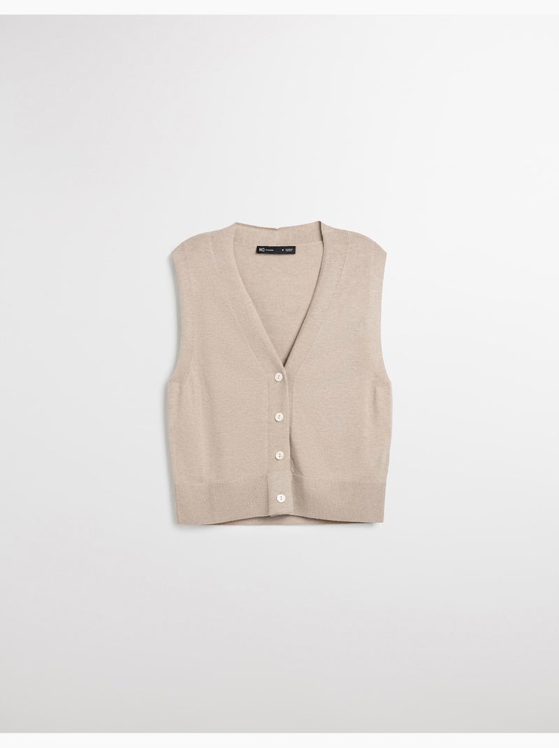 Gilet a scollo a V, MO Fashion Beige - Kiabi