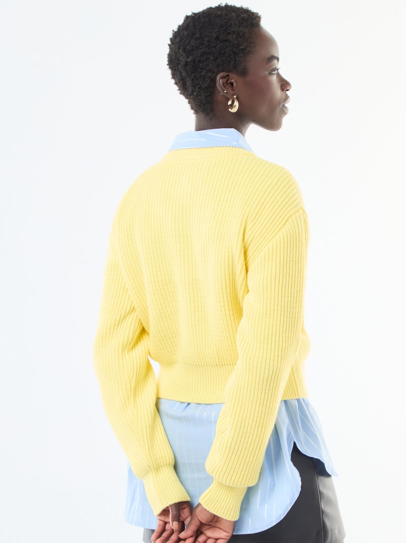 Gilet abbottonato in maglia spessa Giallo - Kiabi