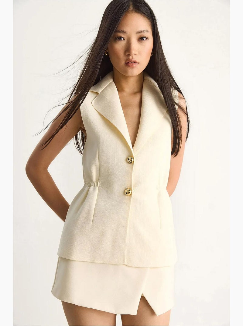Gilet aderente con scollo a v lucci Avorio - Kiabi