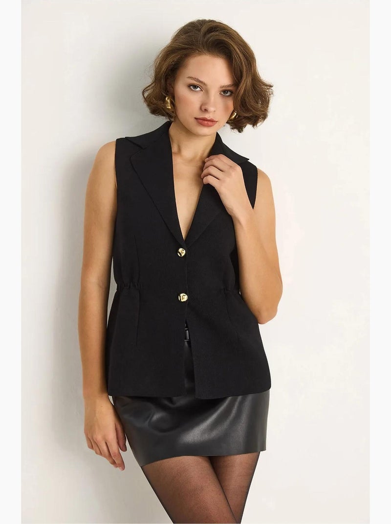 Gilet aderente con scollo a v lucci Nero - Kiabi