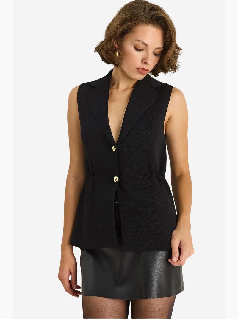 Gilet aderente con scollo a v lucci Nero - Kiabi