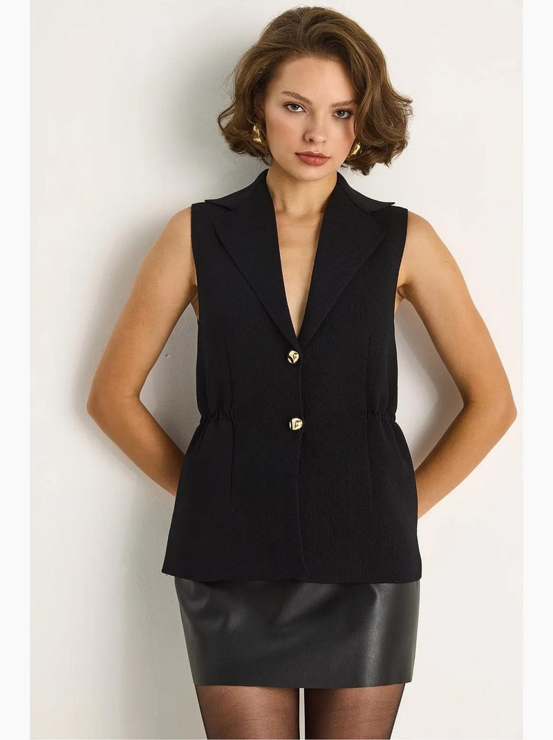 Gilet aderente con scollo a v lucci Nero - Kiabi