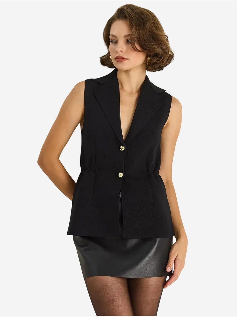 Gilet aderente con scollo a v lucci Nero - Kiabi