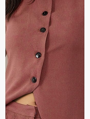 Gilet aderente con scollo rotondo testurizzato e bottoni hiccup