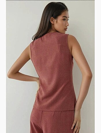 Gilet aderente con scollo rotondo testurizzato e bottoni hiccup