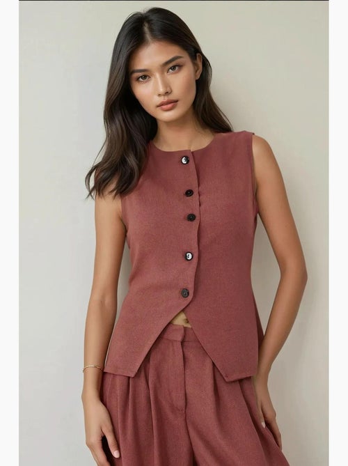 Gilet aderente con scollo rotondo testurizzato e bottoni hiccup - Kiabi