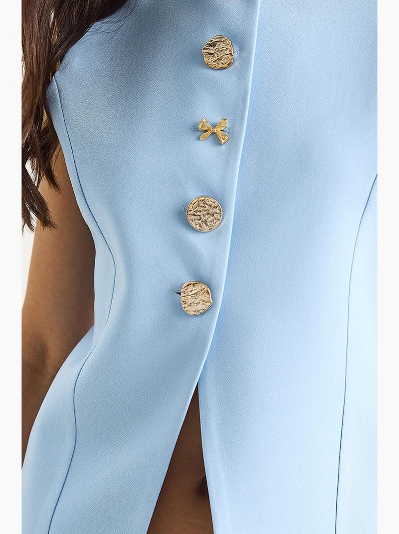 Gilet aderente senza maniche con bottoni sul davanti e scollo girocollo lucci Blu cielo - Kiabi