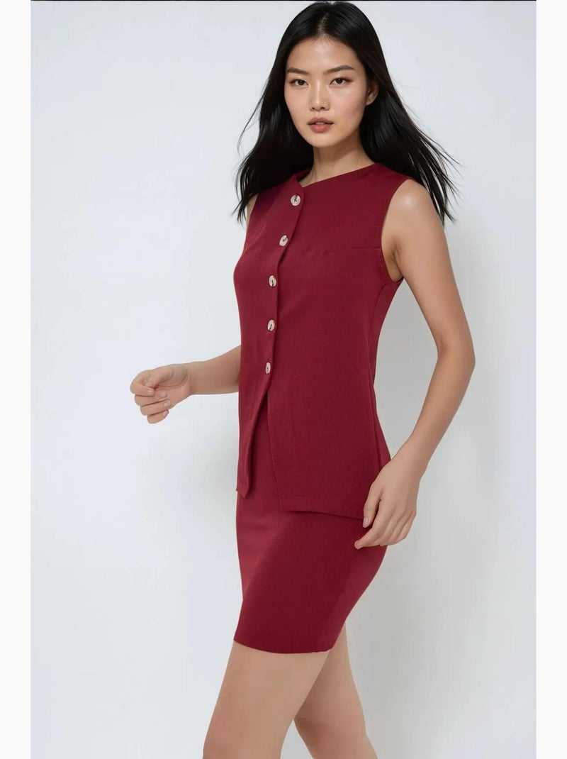 Gilet aderente senza maniche con scollo a v hiccup Rosso bordeaux - Kiabi