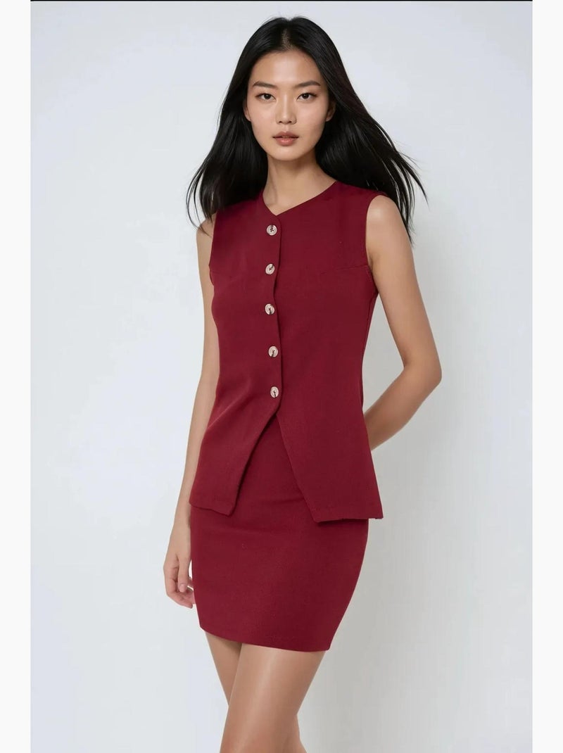 Gilet aderente senza maniche con scollo a v hiccup Rosso bordeaux - Kiabi