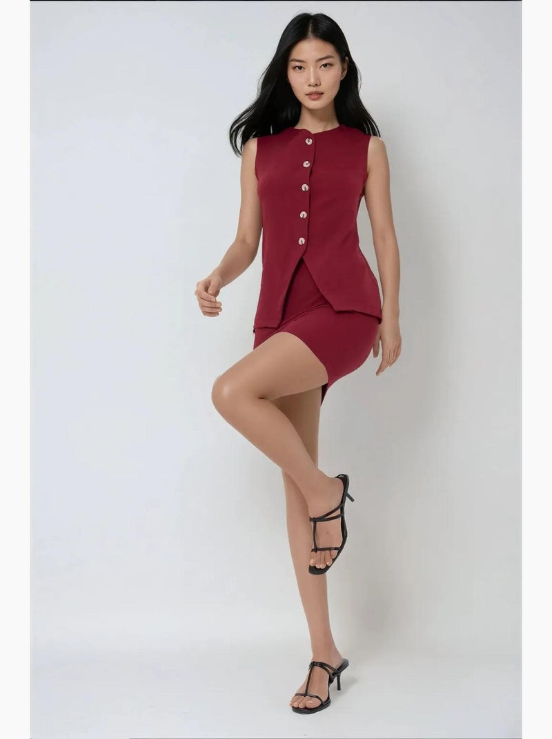 Gilet aderente senza maniche con scollo a v hiccup Rosso bordeaux - Kiabi