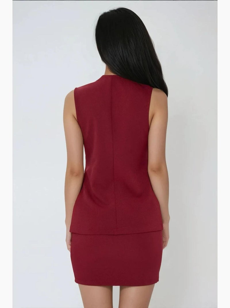 Gilet aderente senza maniche con scollo a v hiccup Rosso bordeaux - Kiabi