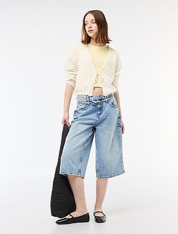 Gilet all'uncinetto da annodare con bordo smerlato