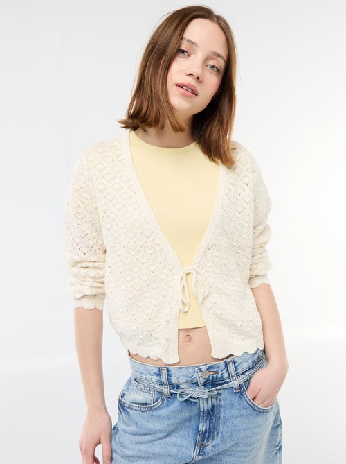 Gilet all'uncinetto da annodare con bordo smerlato - Kiabi