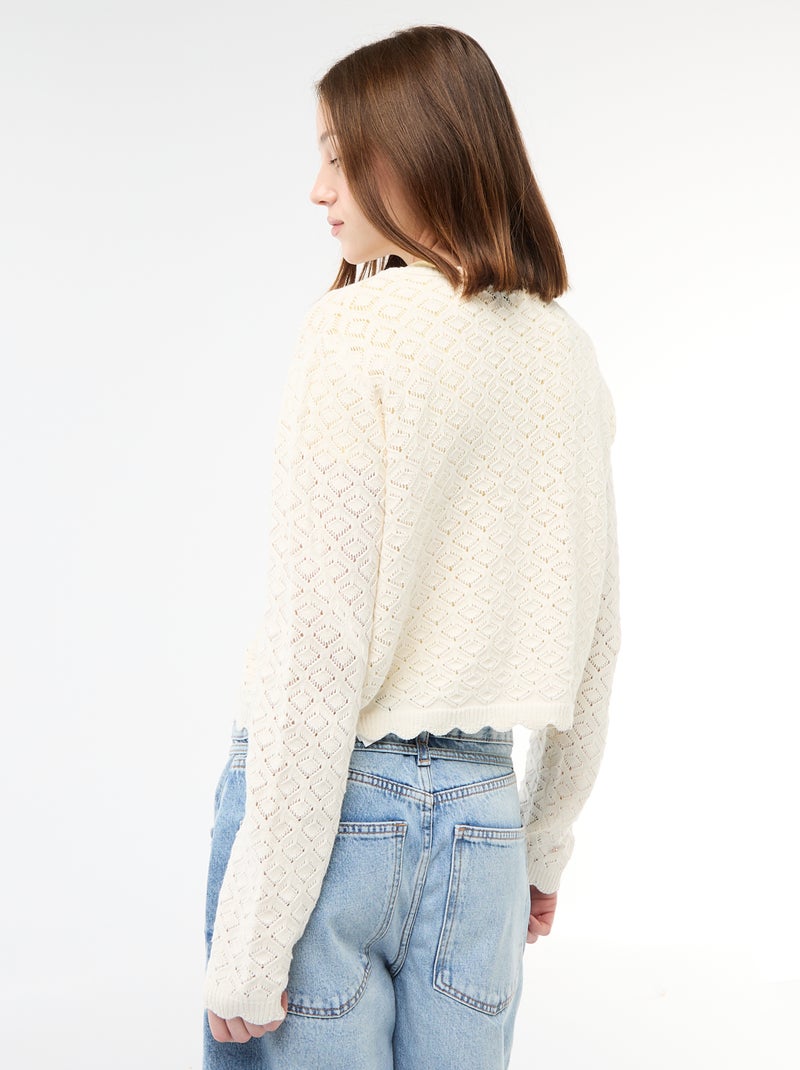 Gilet all'uncinetto da annodare con bordo smerlato Beige - Kiabi