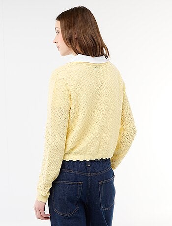 Gilet all'uncinetto da annodare con bordo smerlato