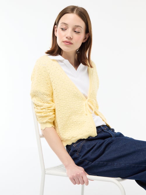 Gilet all'uncinetto da annodare con bordo smerlato - Kiabi