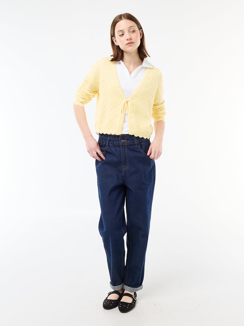 Gilet all'uncinetto da annodare con bordo smerlato Giallo - Kiabi