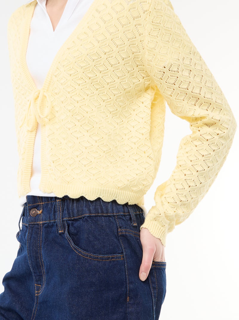 Gilet all'uncinetto da annodare con bordo smerlato Giallo - Kiabi
