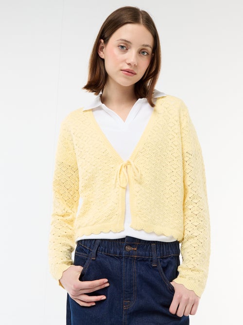 Gilet all'uncinetto da annodare con bordo smerlato - Kiabi