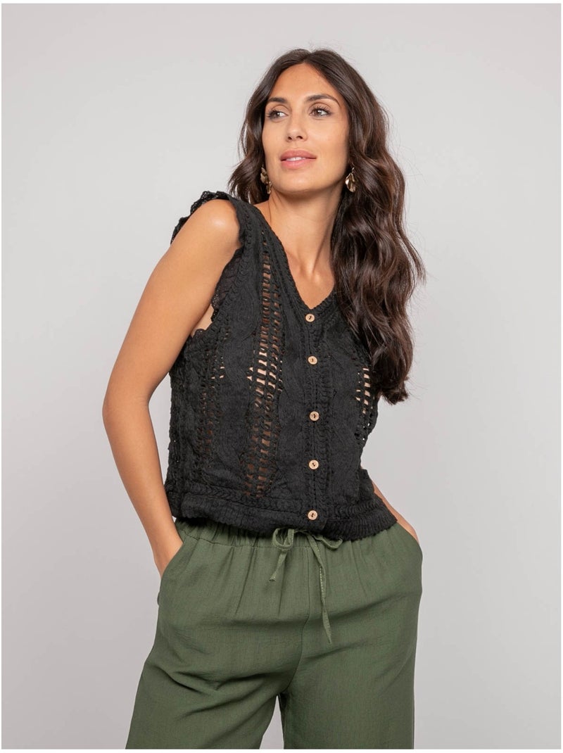 Gilet all'uncinetto senza maniche KLARINE Nero - Kiabi