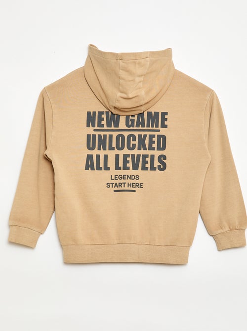 Gilet ampio con cappuccio e dettaglio animato sulla schiena in cotone - Kiabi