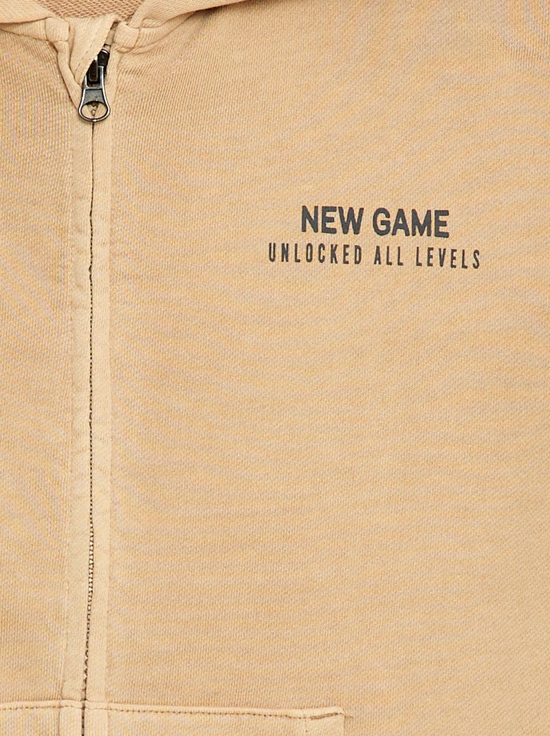 Gilet ampio con cappuccio e dettaglio animato sulla schiena in cotone Beige - Kiabi