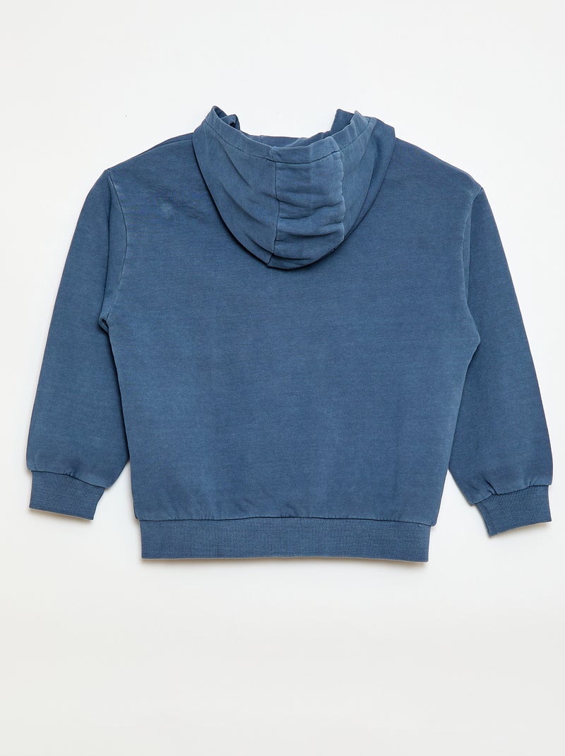 Gilet ampio con cappuccio e dettaglio animato sulla schiena in cotone Blu - Kiabi