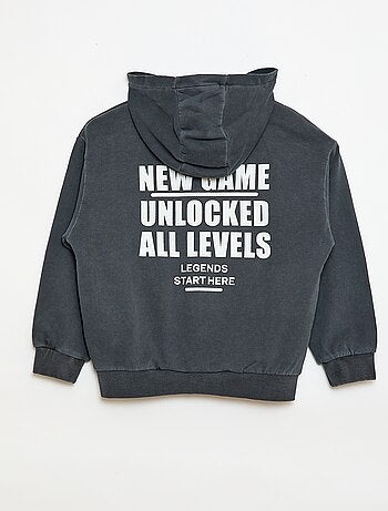 Gilet ampio con cappuccio e dettaglio animato sulla schiena in cotone