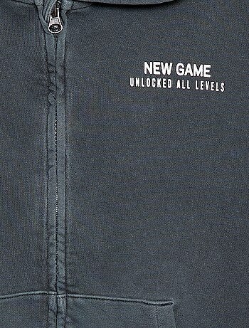 Gilet ampio con cappuccio e dettaglio animato sulla schiena in cotone