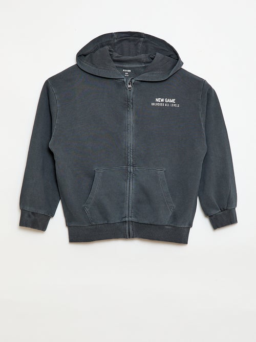 Gilet ampio con cappuccio e dettaglio animato sulla schiena in cotone - Kiabi