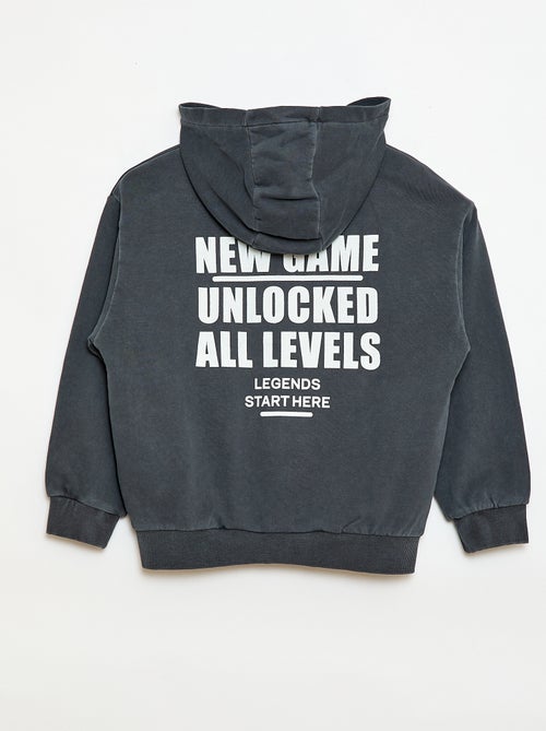 Gilet ampio con cappuccio e dettaglio animato sulla schiena in cotone - Kiabi